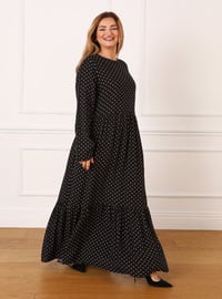 Black - Beige - Plus Size Dress