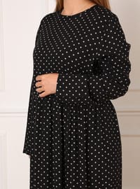 Black - Beige - Plus Size Dress
