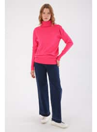 Pink - Polo neck - Jumper