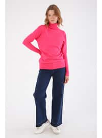 Pink - Polo neck - Jumper
