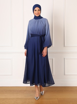 Navy Blue - Modest Evening Dress - Refka