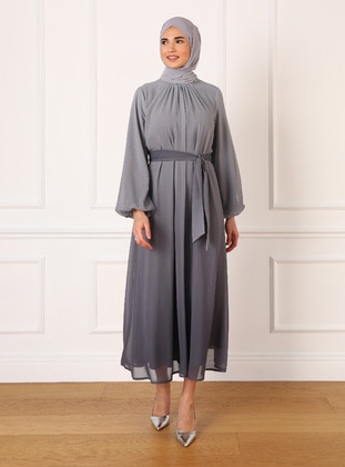 Granite Gray - Modest Evening Dress - Refka