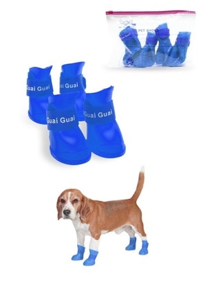 Silikon Su Geçirmez Kedi Köpek Ayakkabısı Mavi L Beden
