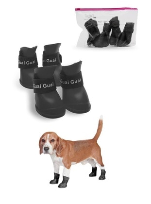 Silikon Su Geçirmez Kedi Köpek Ayakkabısı Siyah M Beden