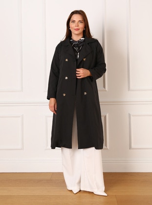 Black - Plus Size Trench coat - Alia