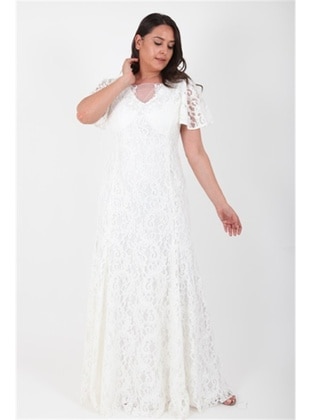 White - Plus Size Evening Dress - Ladies First