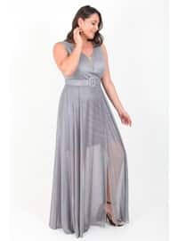 Silver color - Plus Size Evening Dress