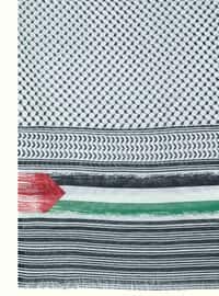 Multi Color - Palestinian Pushi Pattern Long Fringed Pashmina Shawl - Multi Colored - Shawl