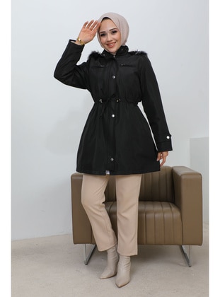 Black - Fully Lined - Plus Size Puffer Jacket - İmaj Butik