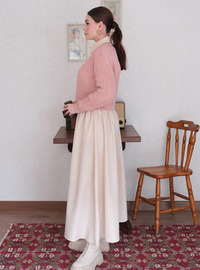 Pembe Delikli Crop Kazak - Pembe