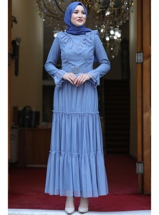 Indigo - Modest Plus Size Evening Dress - Amine Hüma