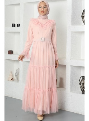 Powder - Modest Plus Size Evening Dress - Amine Hüma