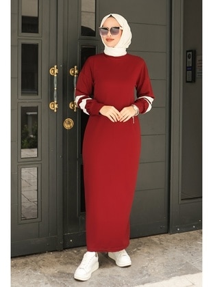 Burgundy - Modest Dress - Bestenur