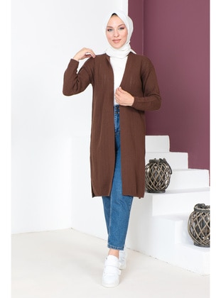 Brown - Knit Cardigan - Tesettür Dünyası