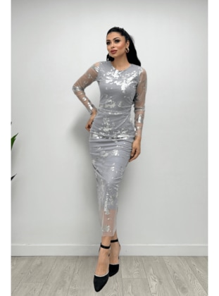Silver color - Evening Dresses - Giyim Masalı