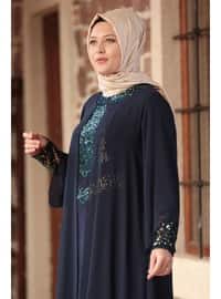 Hijab Evening Dresses Navy Blue