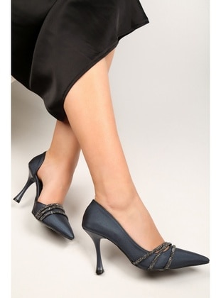 Stilettos & Evening Shoes - Navy Blue - Heels - Shoeberry