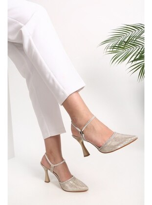Stilettos & Evening Shoes - Golden color - Heels - Shoeberry
