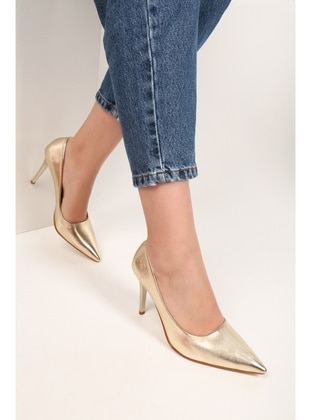 Stilettos & Evening Shoes - Golden color - Heels - Shoeberry