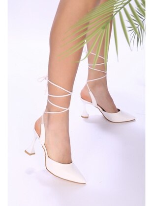 Women's White  Ankle Strap High Heel Shoes White