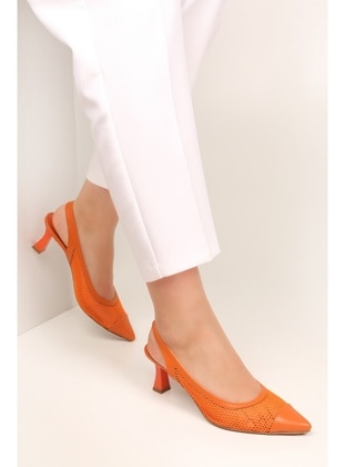 Stilettos & Evening Shoes - Orange - Heels - Shoeberry