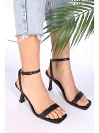Women's Black Single Strap High Heel Shoes Black