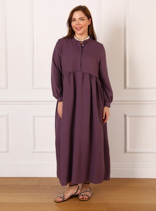 Dark Purple - Plus Size Dress - Alia