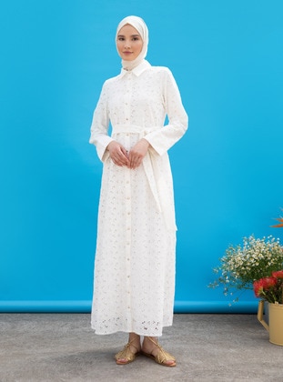 Off White - Modest Dress - Refka