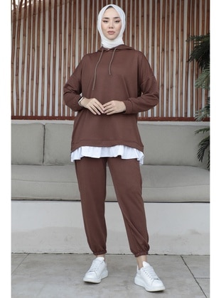 Brown - Tracksuit Set - InStyle
