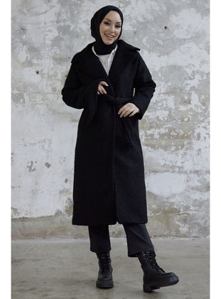 Black - Fully Lined - Double-Breasted - Coat - InStyle