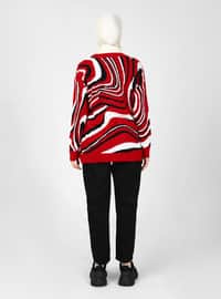 White - Red - Unlined - Crew neck - Knit Sweaters