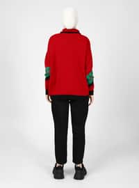 Red - Unlined - Polo - Knit Sweaters