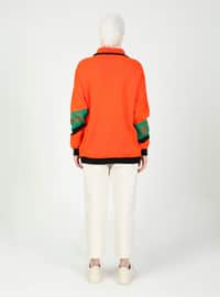 Orange - Unlined - Polo - Knit Sweaters