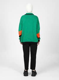 Green - Unlined - Polo - Knit Sweaters