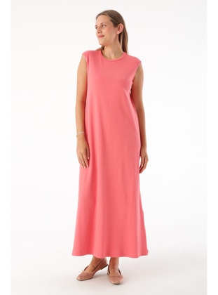 Pink - Crew neck - Modest Dress - ALLDAY