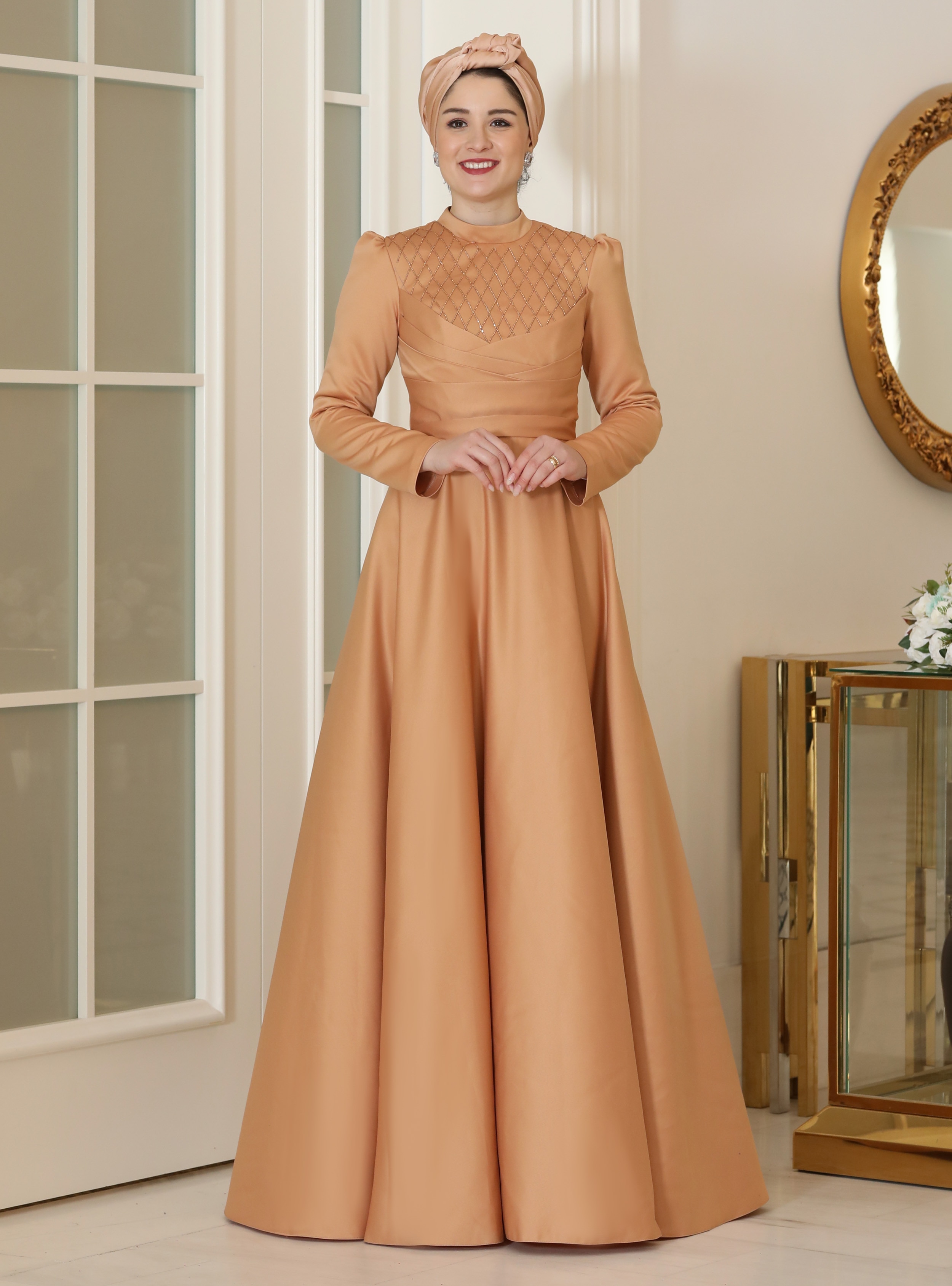 Vintage Gold Beaded Formal Evening Dress Overskirt Prom Dress FD2375 –  Viniodress