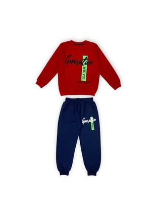 Red - Navy Blue - Boys` Tracksuit - MNK Baby