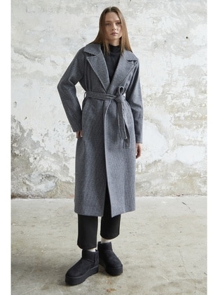 Grey - Fully Lined - Coat - InStyle