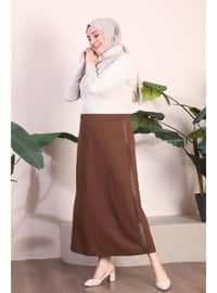 Brown - Plus Size Skirt