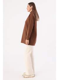 Brown - Hooded collar - Tunic