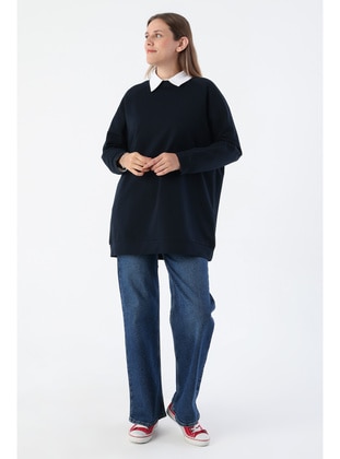 Navy Blue - Crew neck - Tunic - ALLDAY