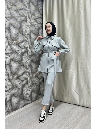 Grey - 600gr - Suit - Burcu Fashion