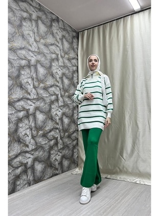 Green - 650gr - Knit Suits - Burcu Fashion