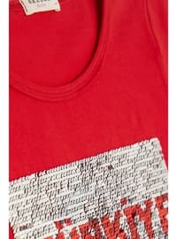 Crew neck - Red - Girls` T-Shirt