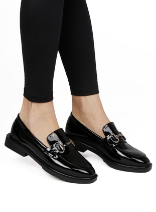 Black Patent Leather - Casual Shoes - Renkli Butik