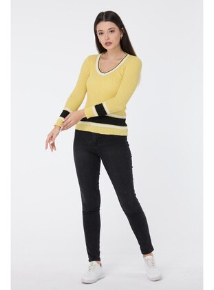 Yellow - Knit Sweaters - Tofisa