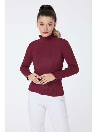 Burgundy - Knit Sweaters - Tofisa