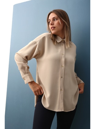 Beige Casual Shirt Tunic