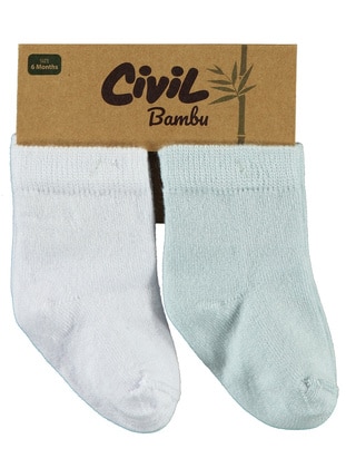 White - Blue - Baby Socks - Civil Baby