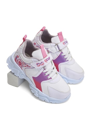 White - Pink - Kids Trainers - Tonny Black